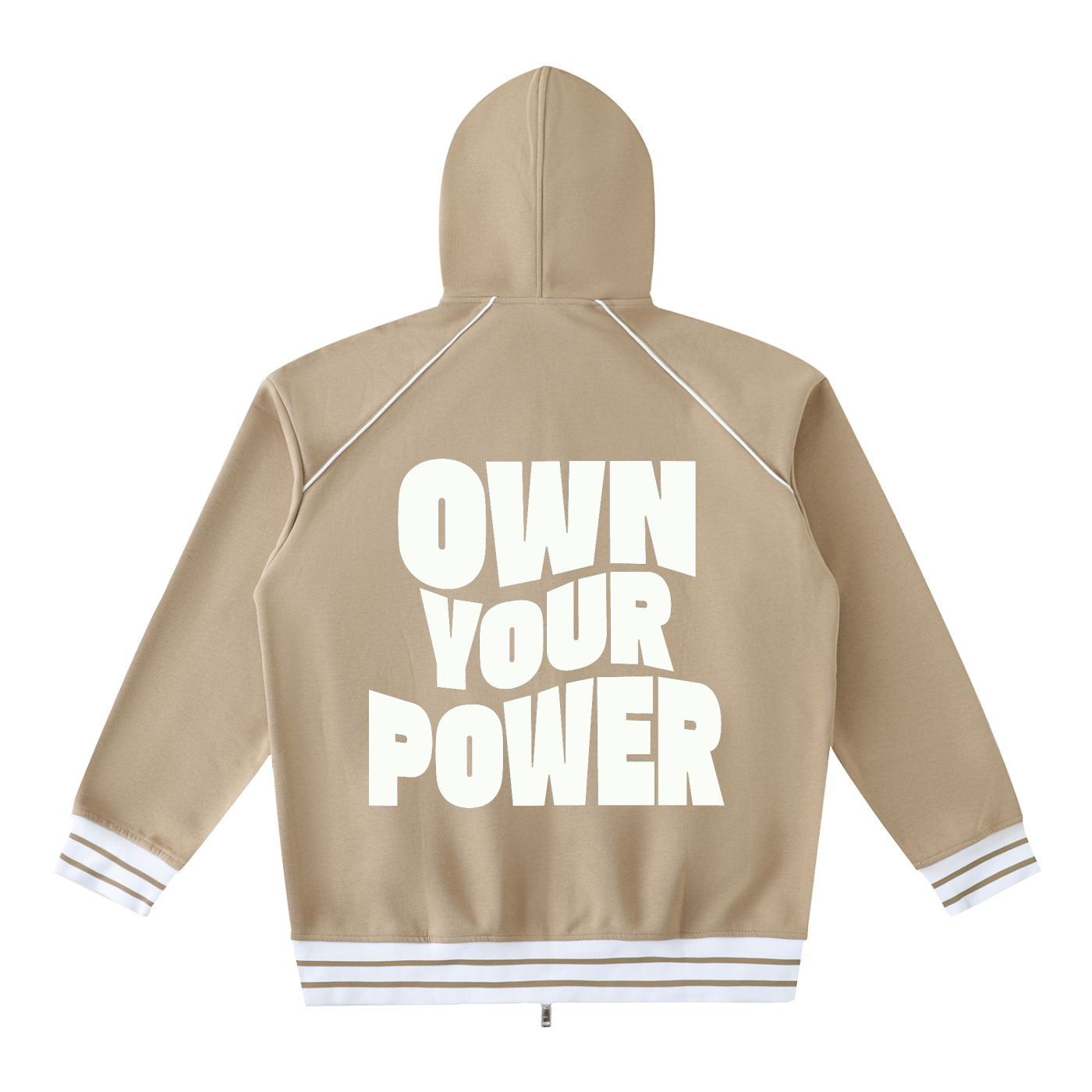 Valentine Striped Trim Zip-Up Hoodie