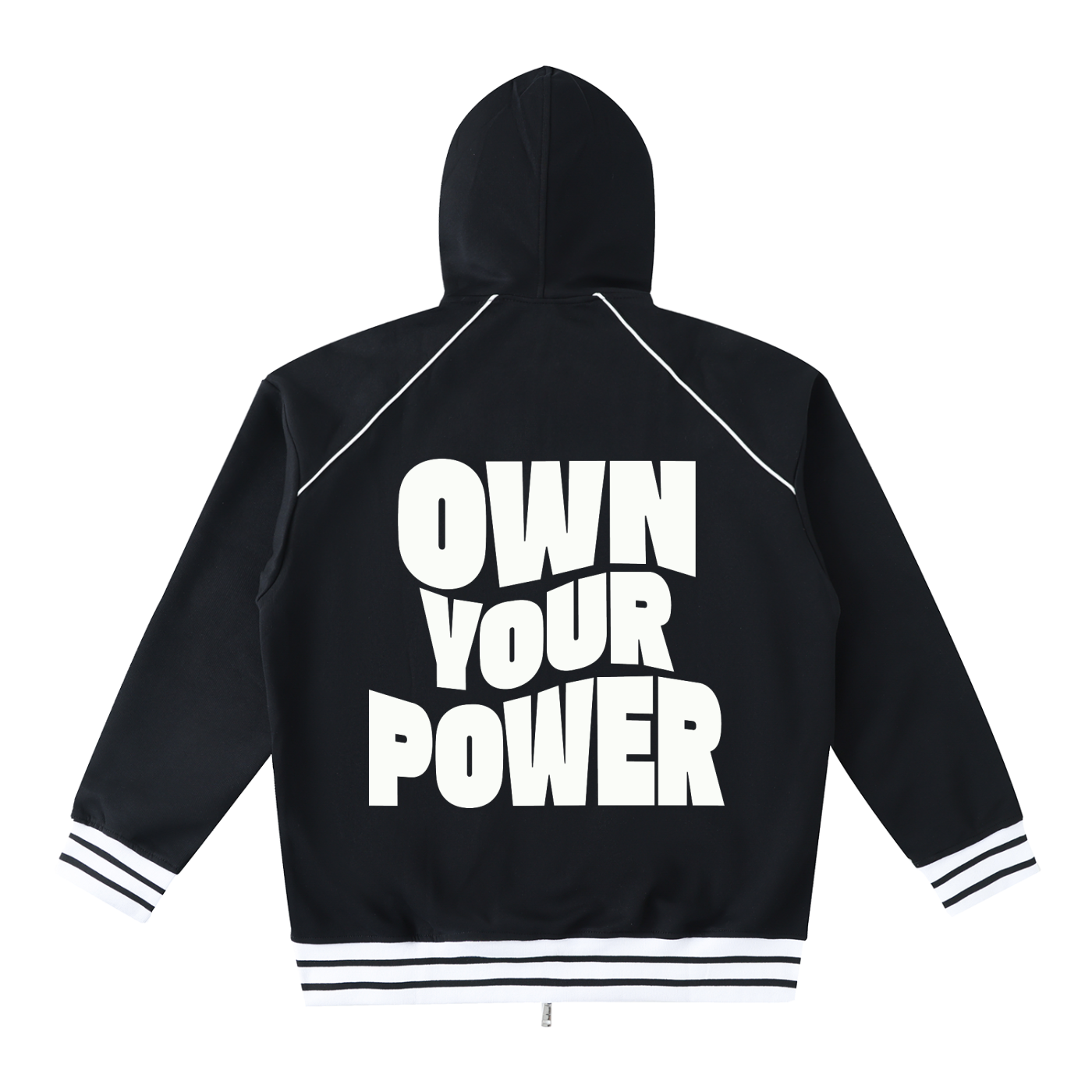 Valentine Striped Trim Zip-Up Hoodie