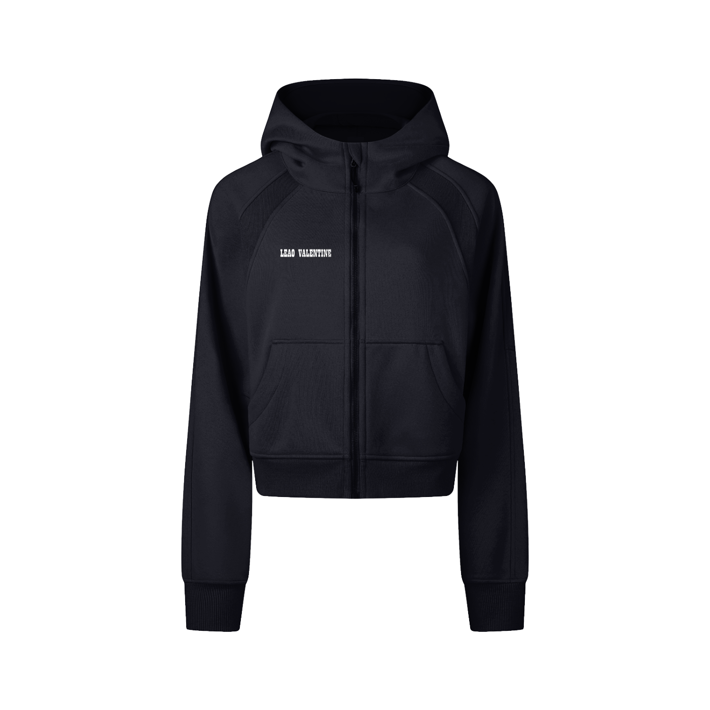 Black Tracksuit Cropped Zip-Through Hoodie