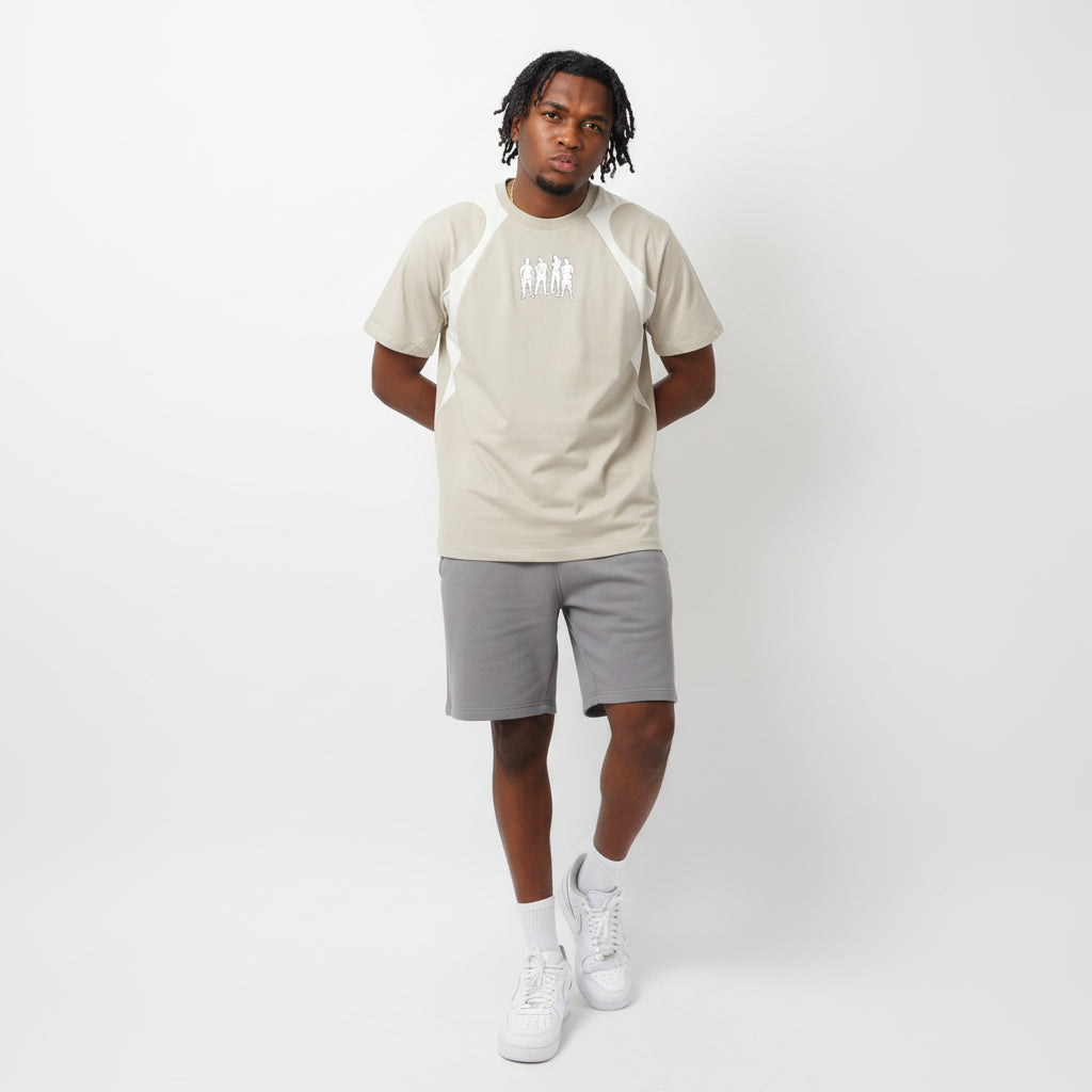 Contrast Panel Cotton T-Shirt - Sport Mode