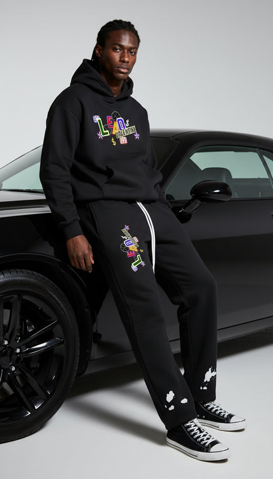 Mens Streetwear Straight Leg Pants- Playful