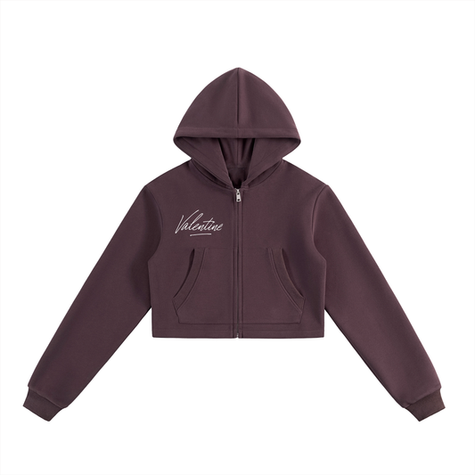 Miss Valentine Signed Essential Cropped Zip-Up Hoodie