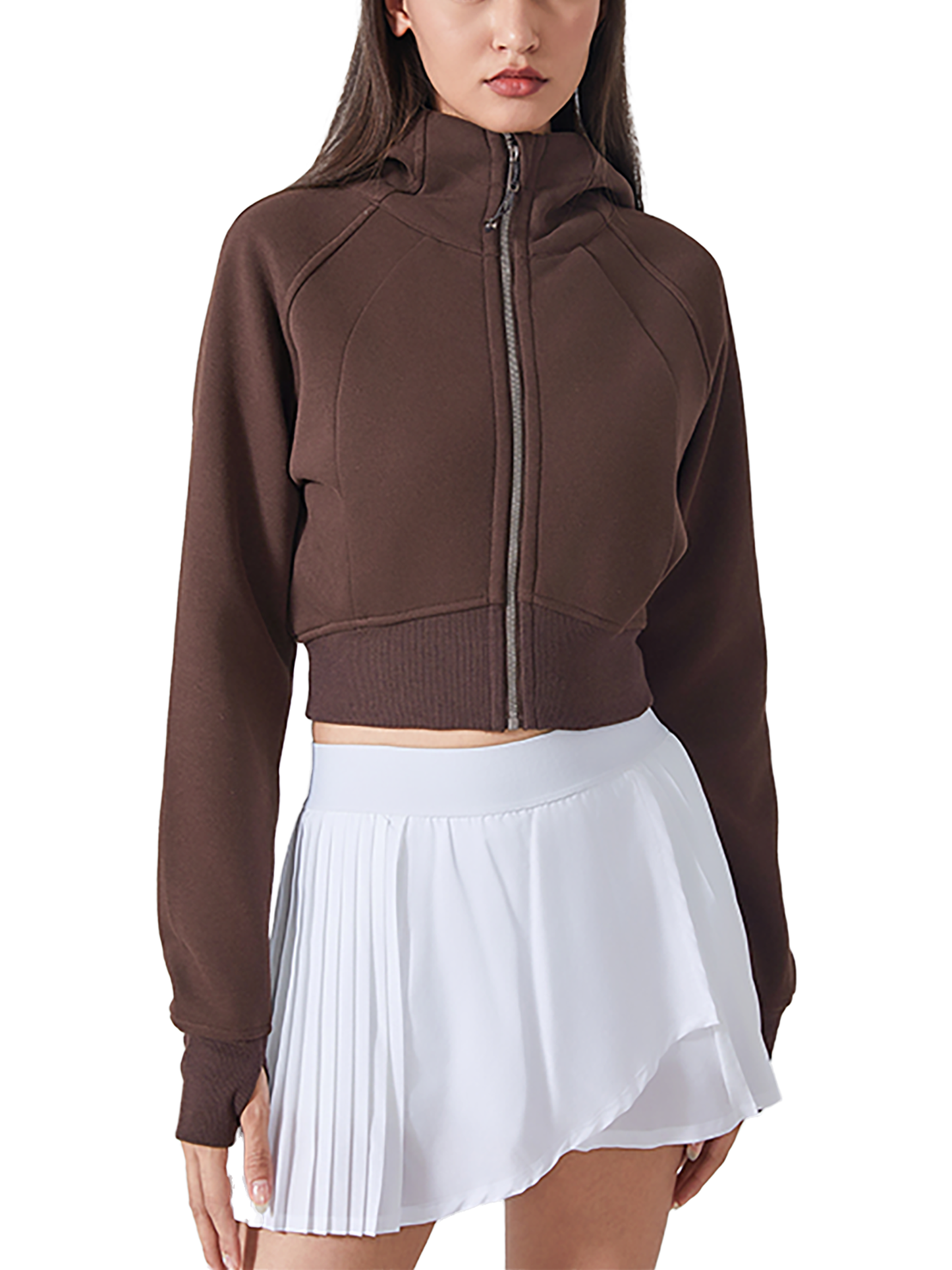 Womans Cropped Zip-Through Hoodie TrackTop