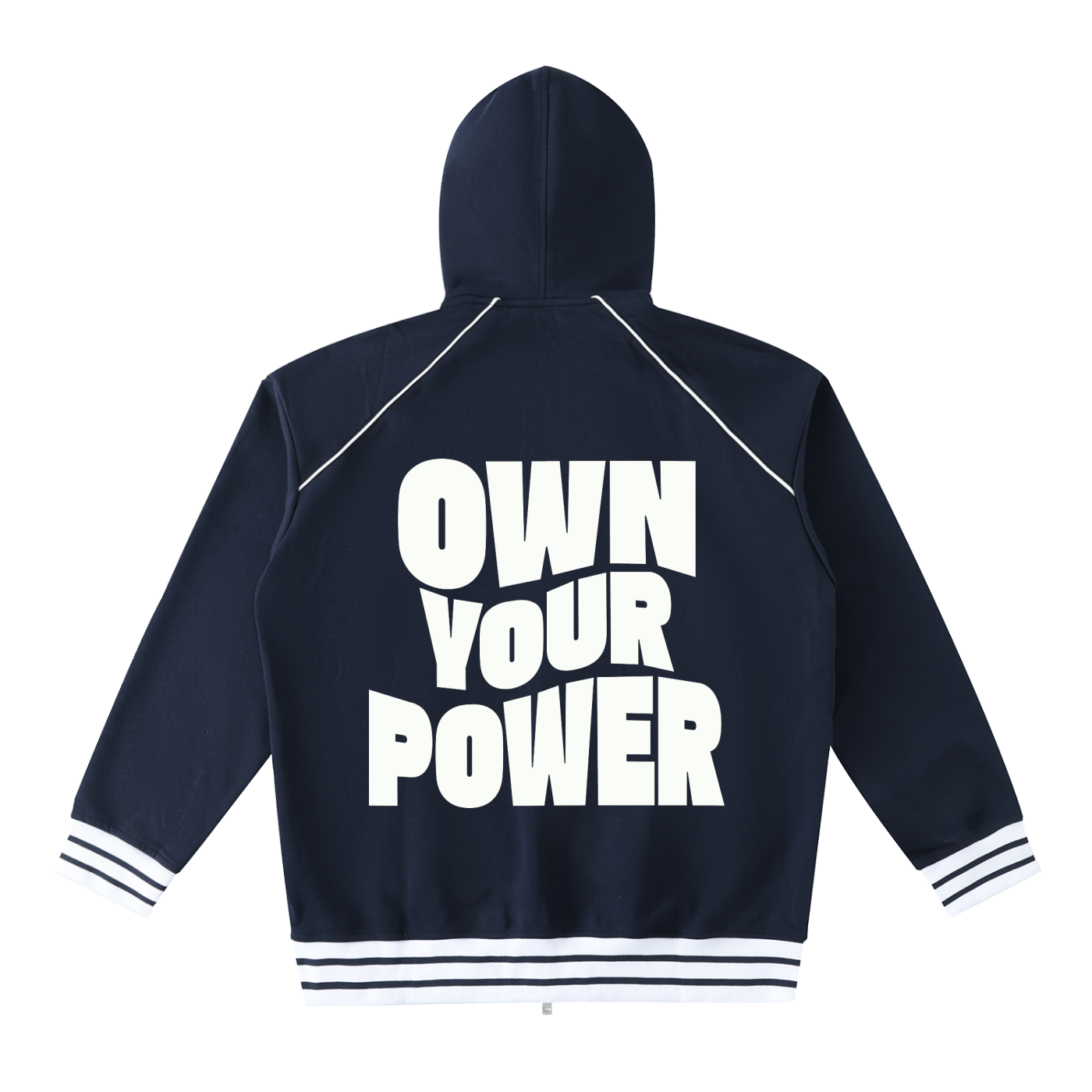 Valentine Striped Trim Zip-Up Hoodie