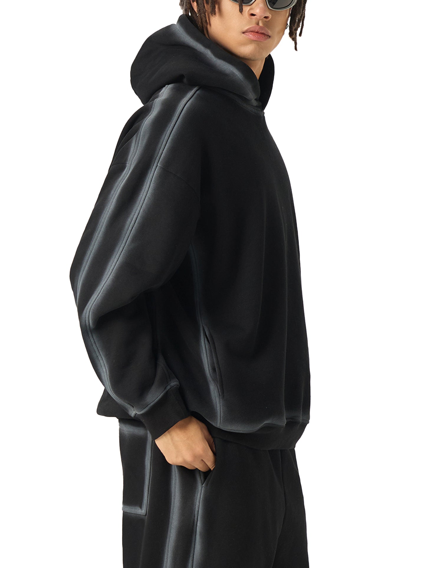 Mens Sunfaded Edge Fleece Hoodie Black