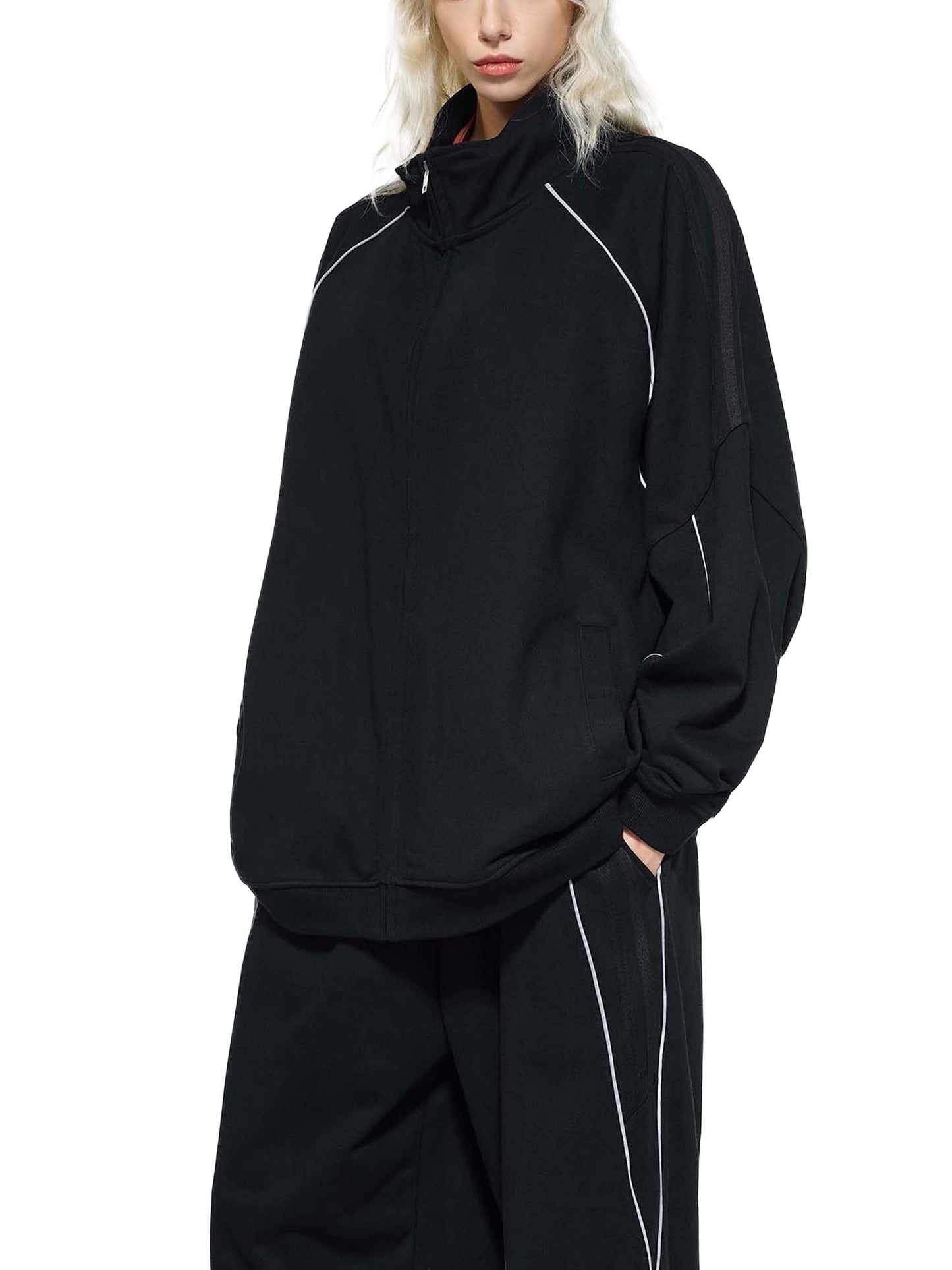 Womans Reflection Striped Tracksuit Jacket Top