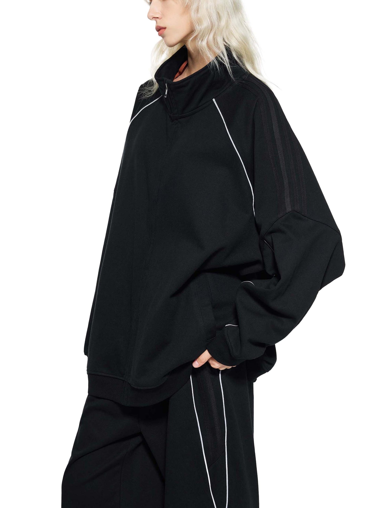 Womans Reflection Striped Tracksuit Jacket Top
