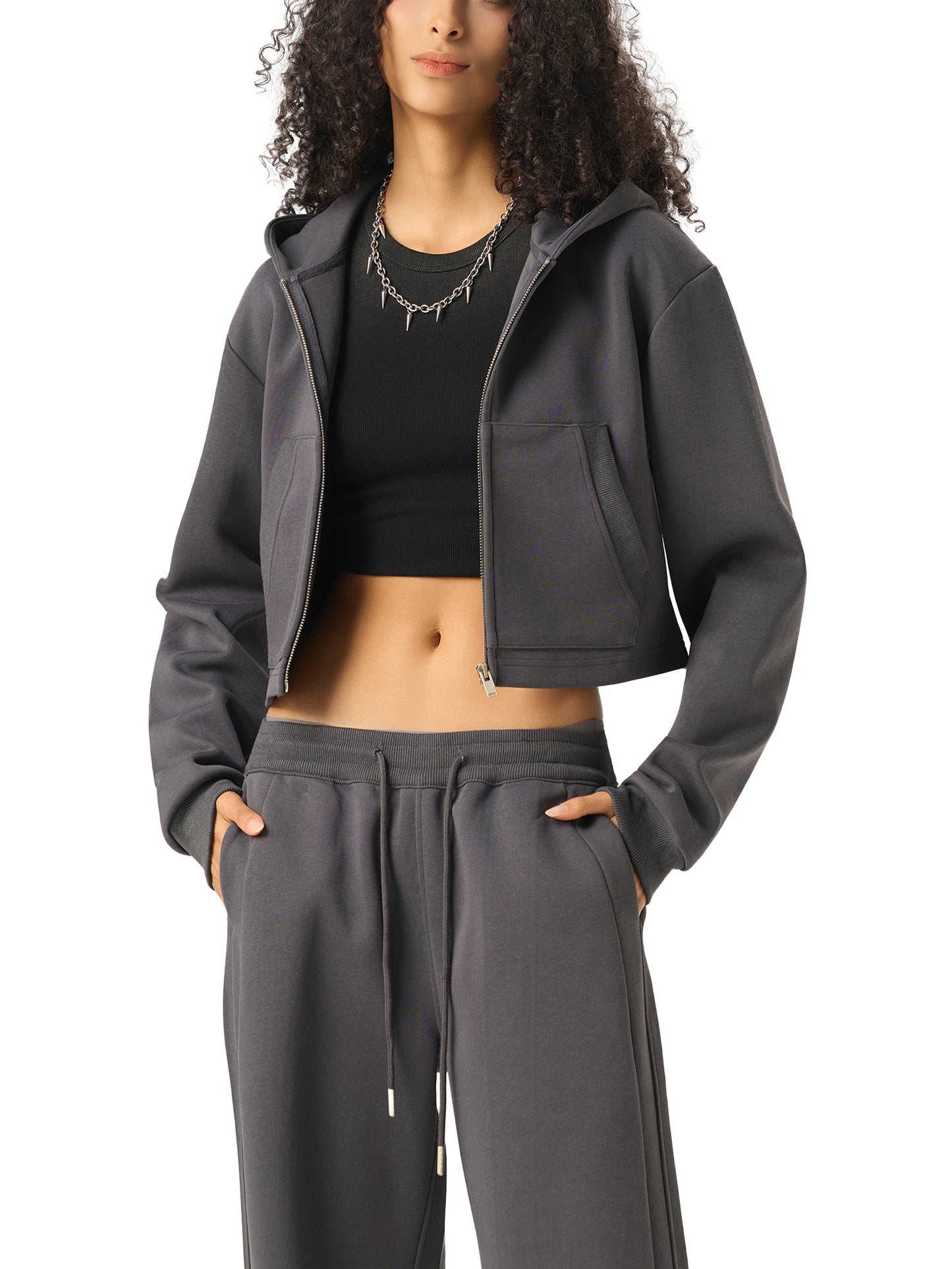 Miss Valentine Signed Essential Cropped Zip-Up Hoodie