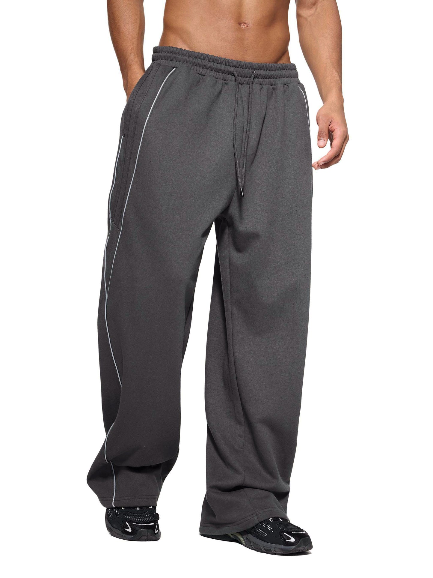 Valentine Mens Reflection Striped Straight-Leg Sweatpants