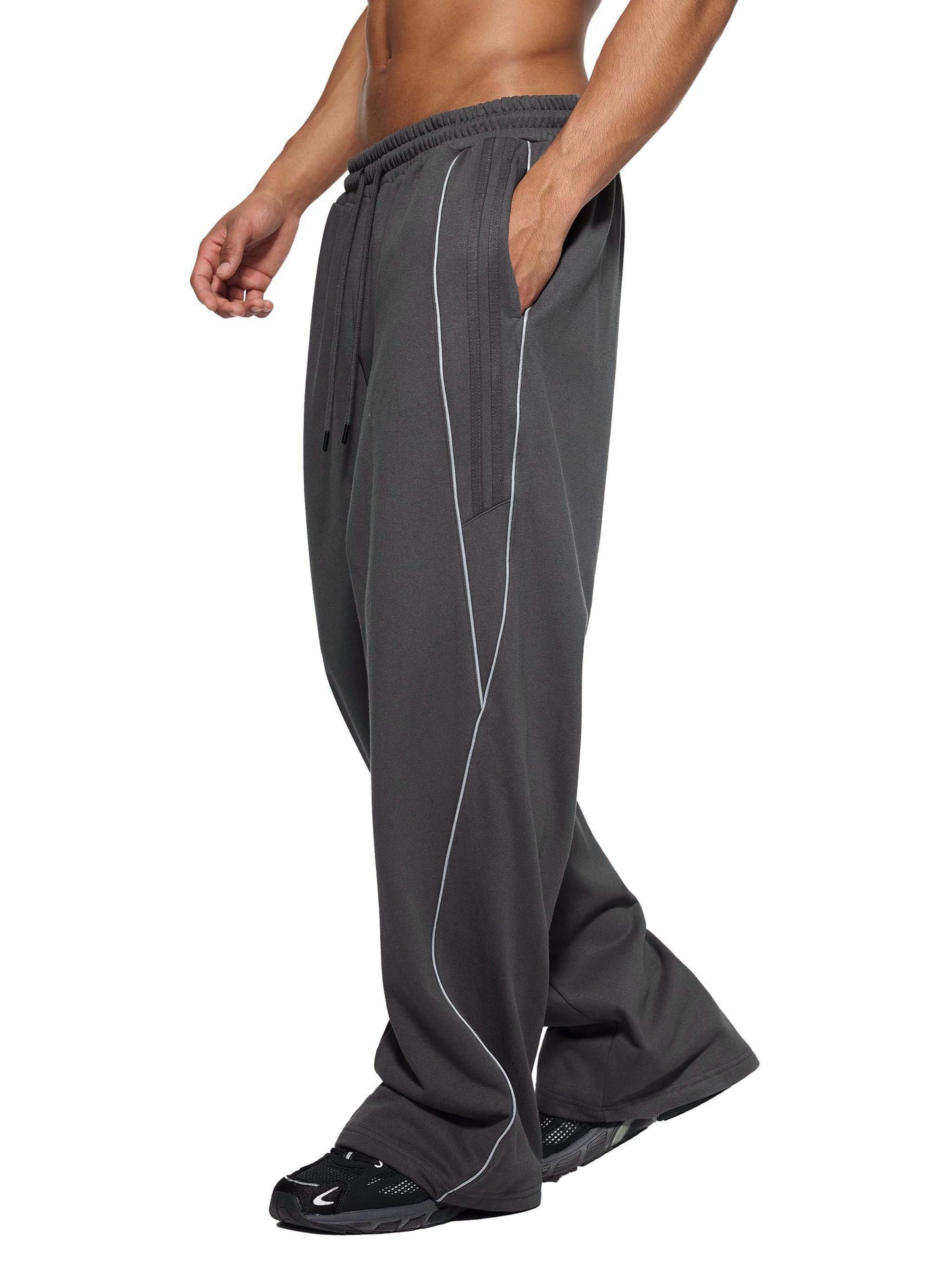 Valentine Mens Reflection Striped Straight-Leg Sweatpants