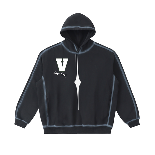 Mens Sunfaded Edge Fleece Hoodie Black
