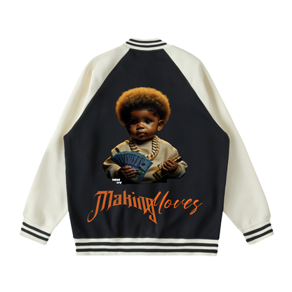 Two Tone Raglan Sleeve Varsity Jacket