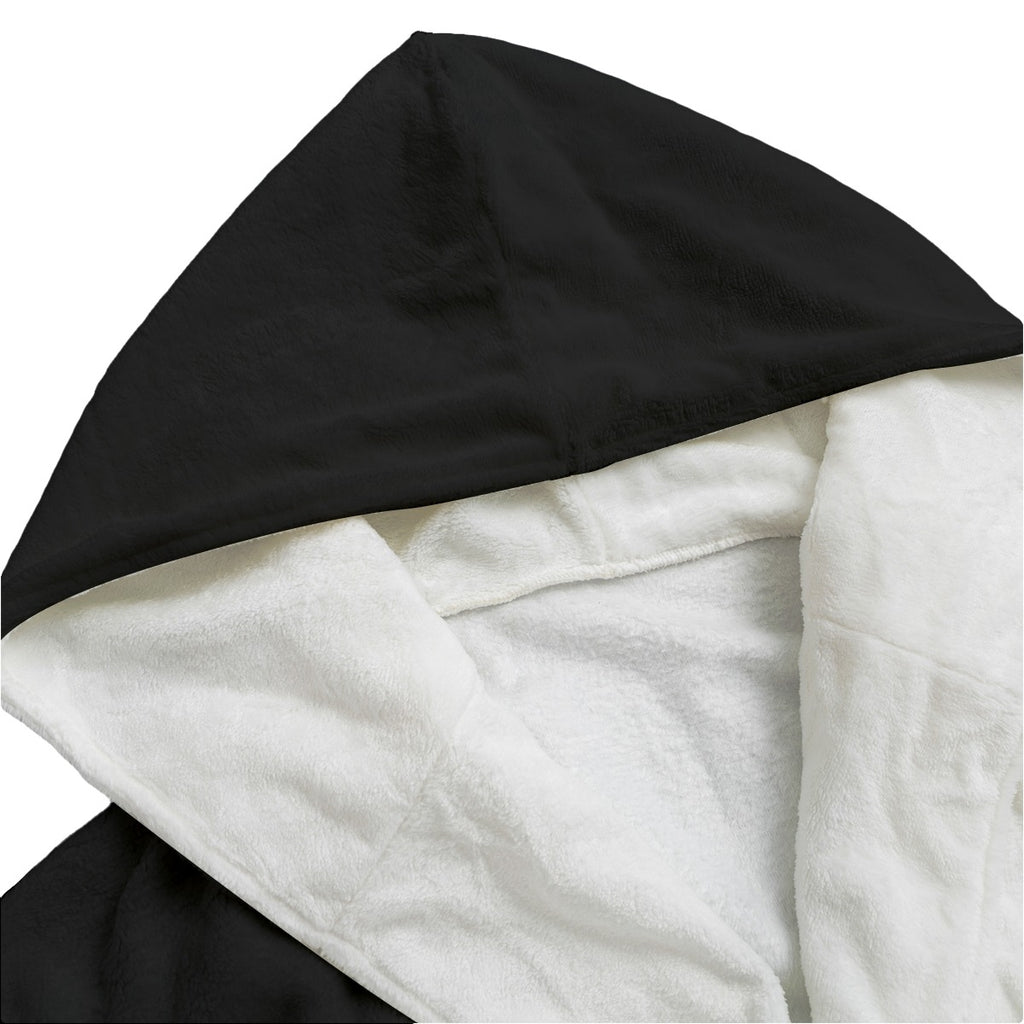 Black Flannel Hooded Bathrobe