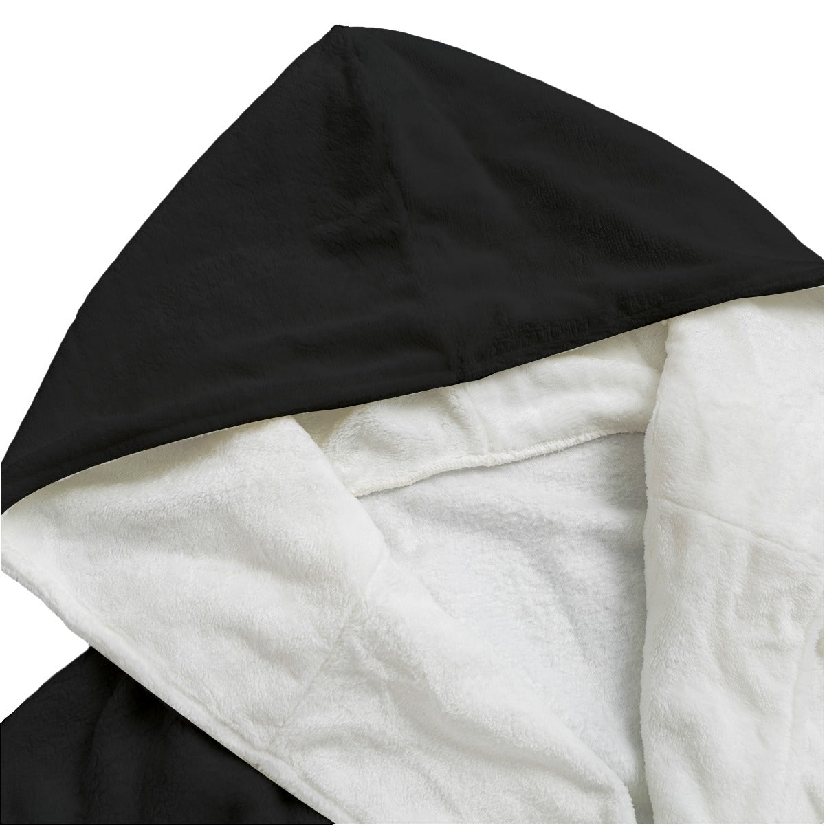 Black Flannel Hooded Bathrobe