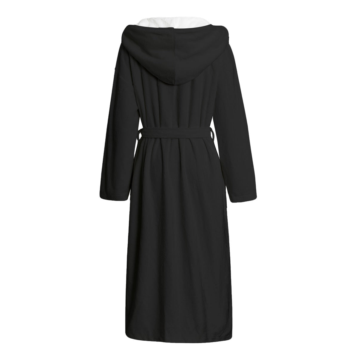 Black Flannel Hooded Bathrobe