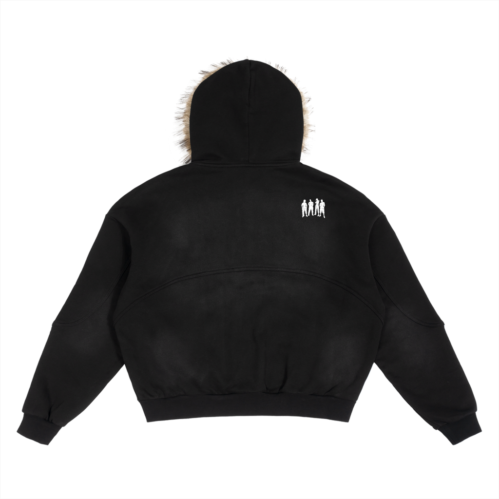 Womans Boxy Detachable Fur Hoodie