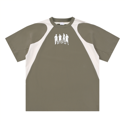 Contrast Panel Cotton T-Shirt - Sport Mode