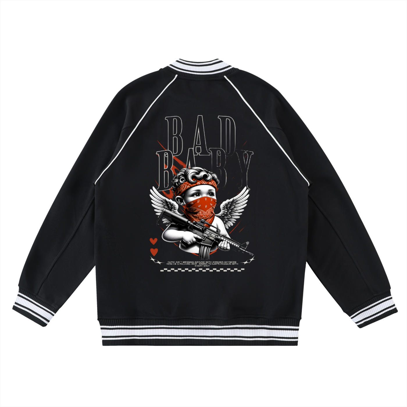 Bad Baby Print Varsity Jacket