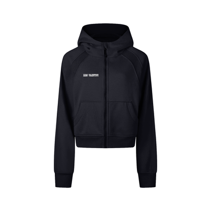 Black Tracksuit Cropped Zip-Through Hoodie