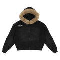 Womans Boxy Detachable Fur Hoodie
