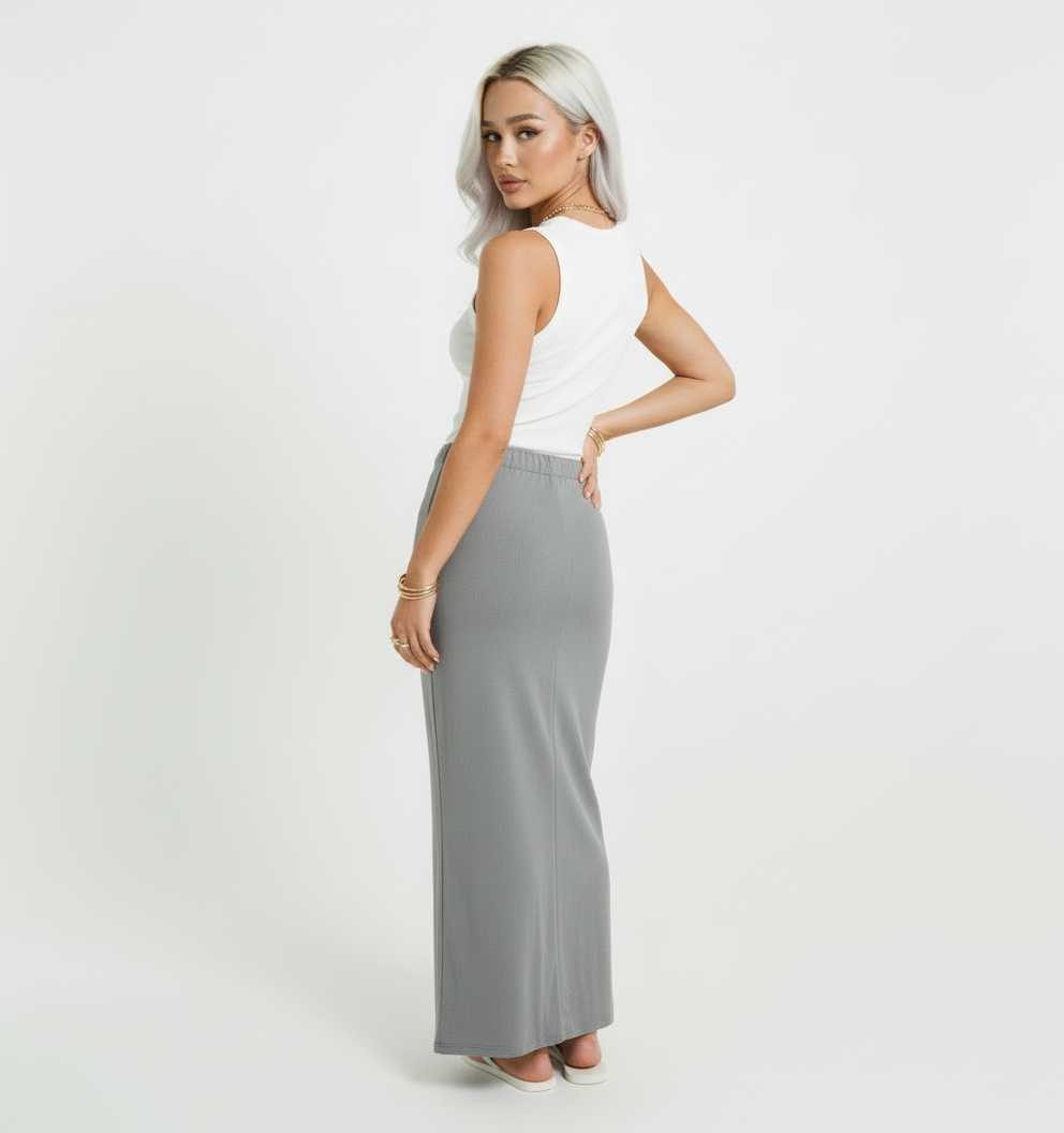 Dyed Washed Drawstring Maxi Skirt