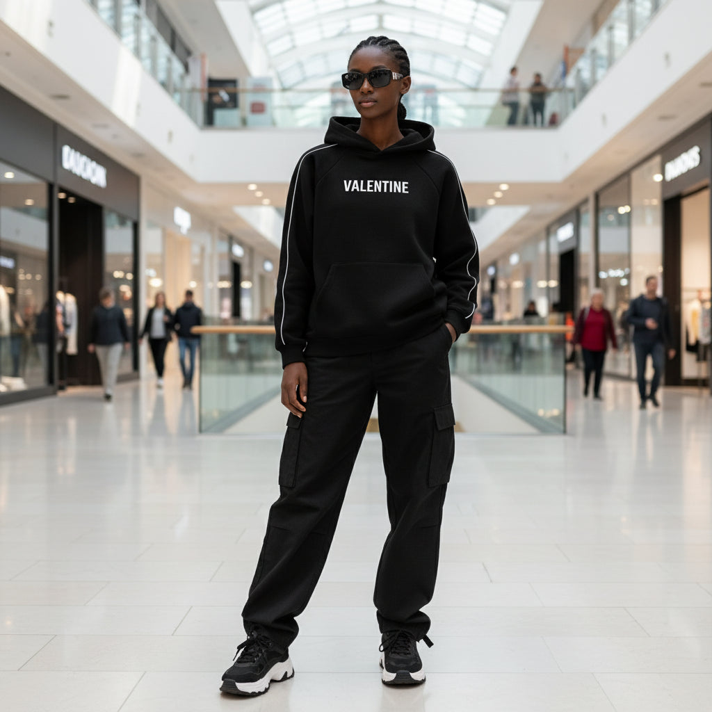 Valentine Contrast Piping Raglan Hoodie