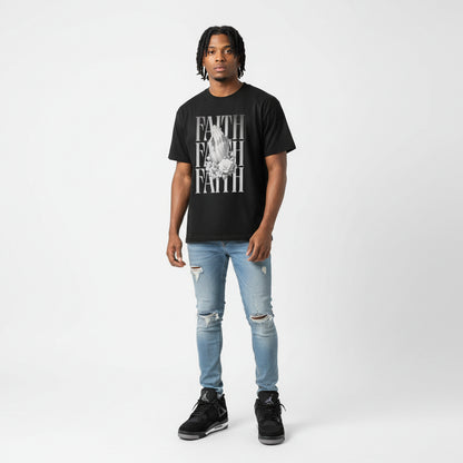 Mens Black Heavyweight T-Shirt - Faith