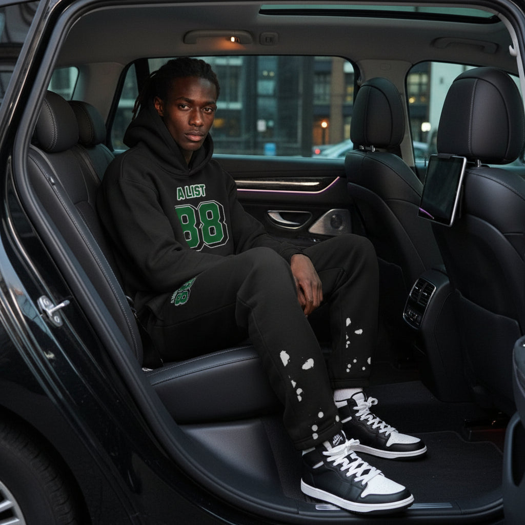 Streetwear Straight Pants- A List 88 Green