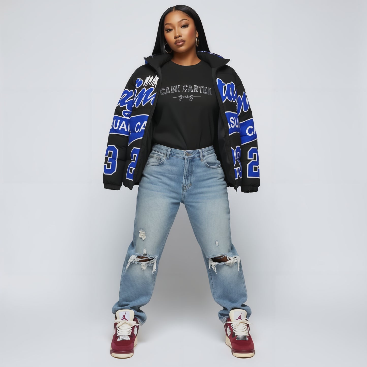 Womans Valentine Money Blues Hooded Jacket