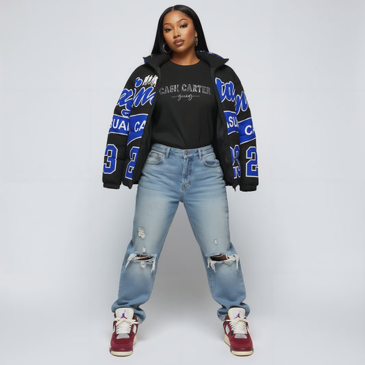 Womans Valentine Money Blues Hooded Jacket