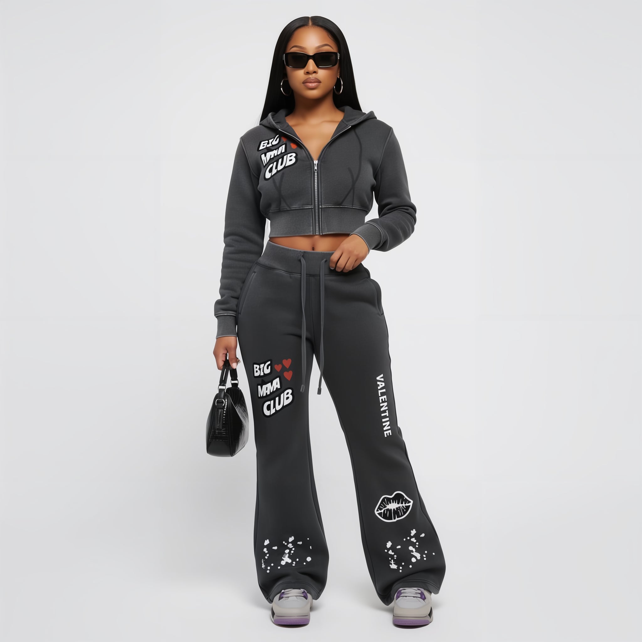 Big Mama Cropped Fleece Hoodie