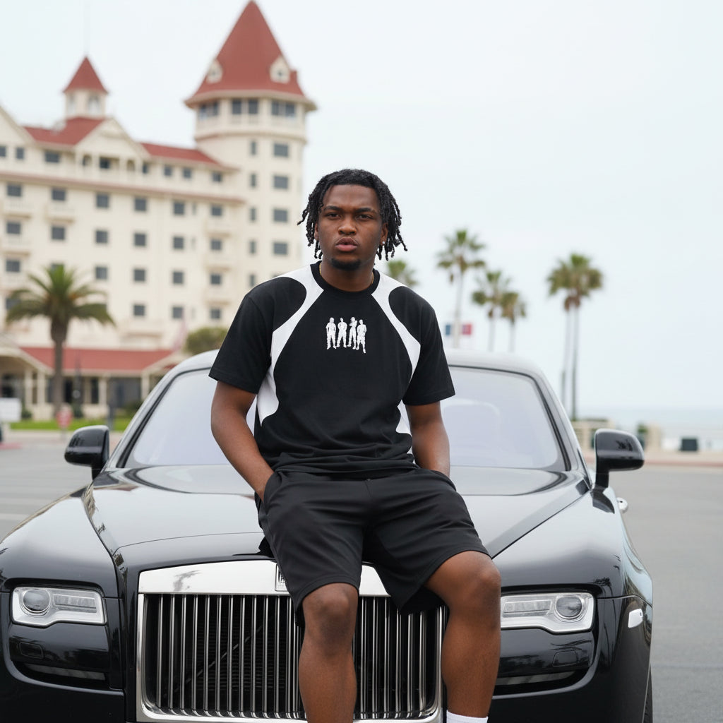 Contrast Panel Cotton T-Shirt - Sport Mode