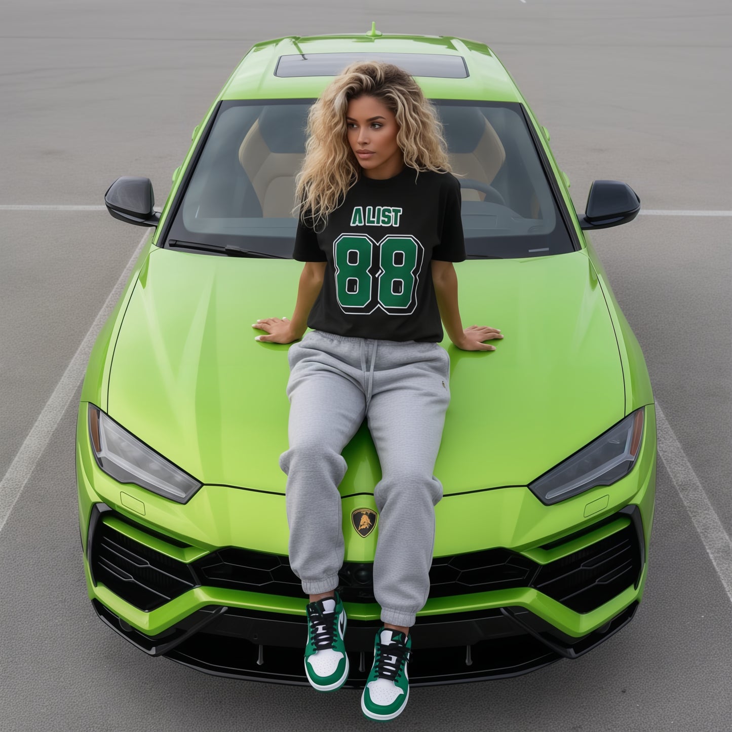 Womans Heavyweight T-Shirt - A LIST 88 Green