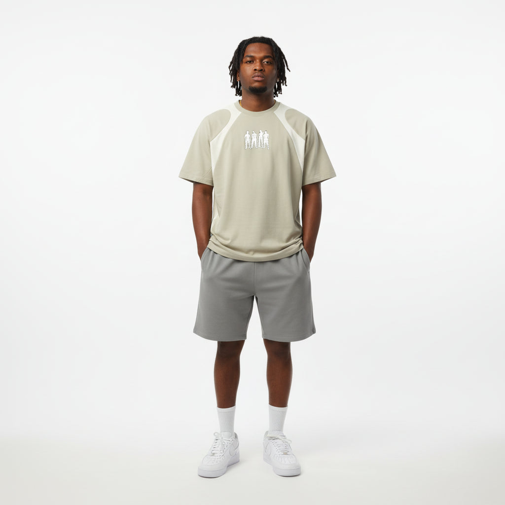 Contrast Panel Cotton T-Shirt - Sport Mode