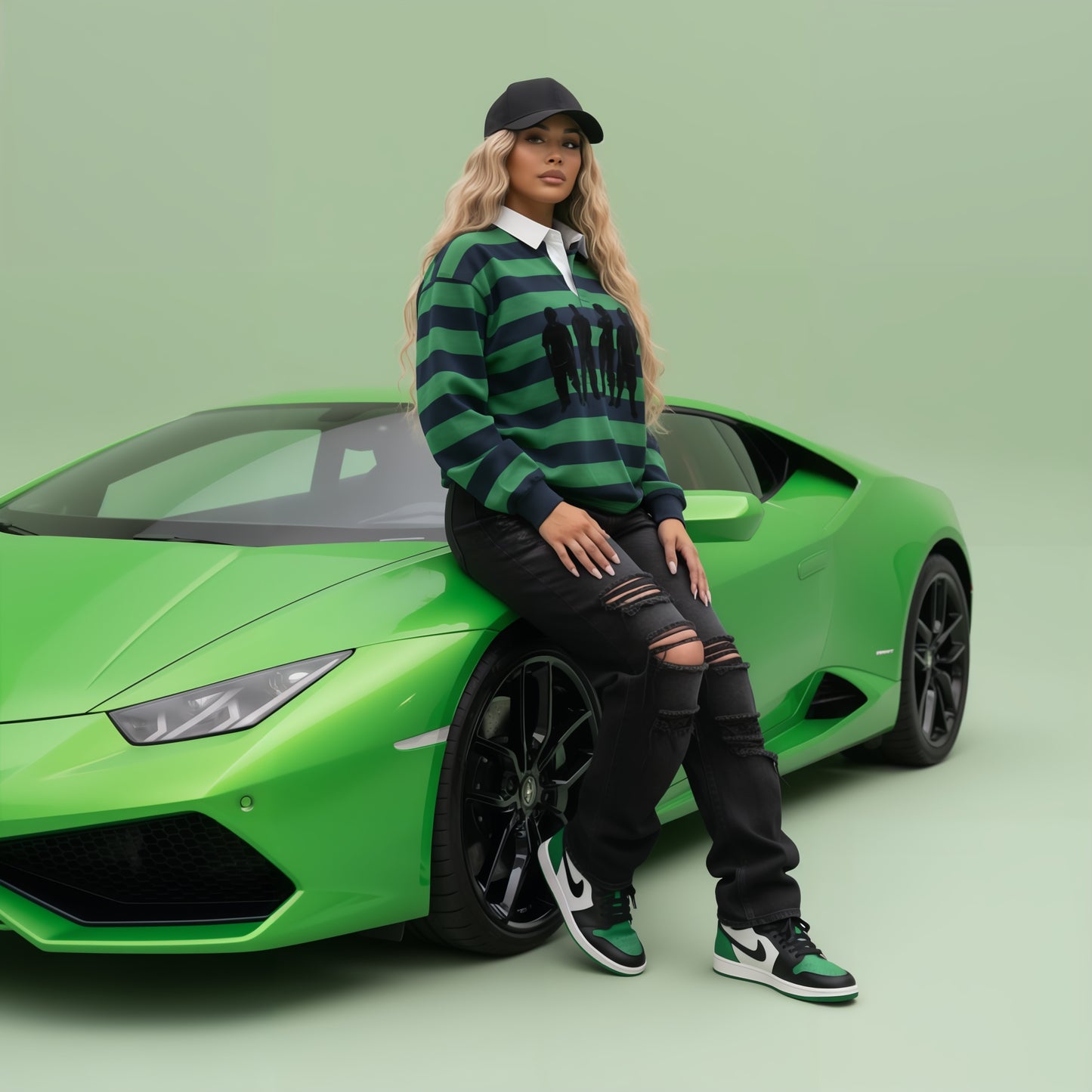 Womans  Green Paper Color Polo Shirt