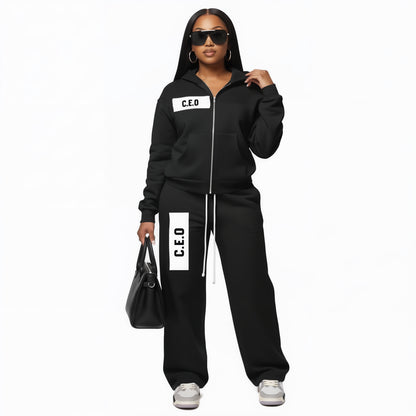 Fleeced Full-Zip Boxy Hoodie C.E.0 (Womans)