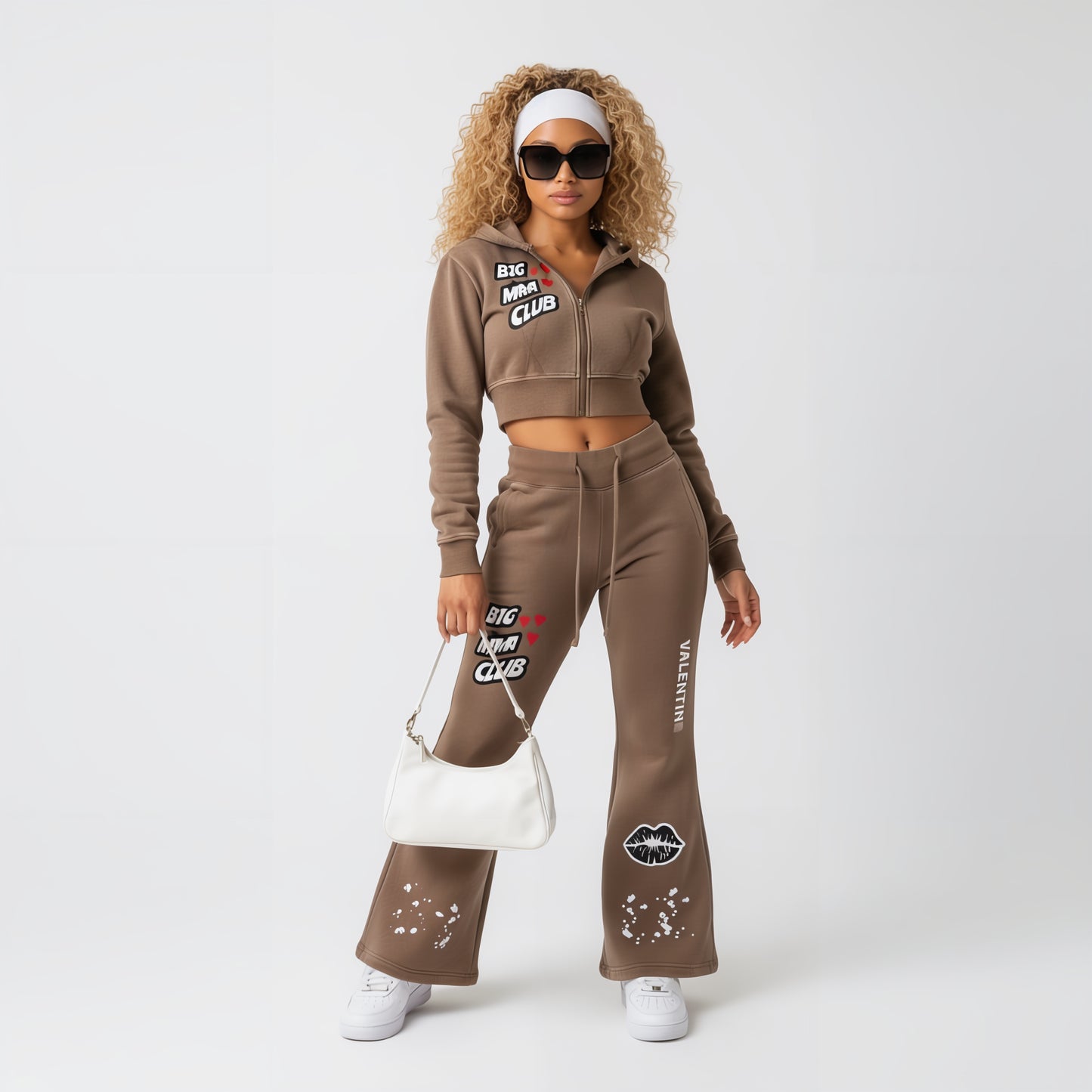 Big Mama Flared Fleece Pants (Brown)