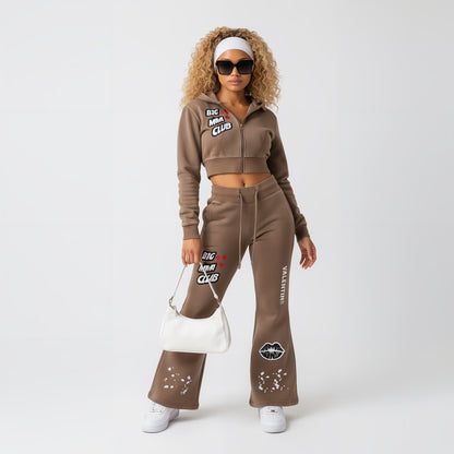 Big Mama Flared Fleece Pants (Brown)