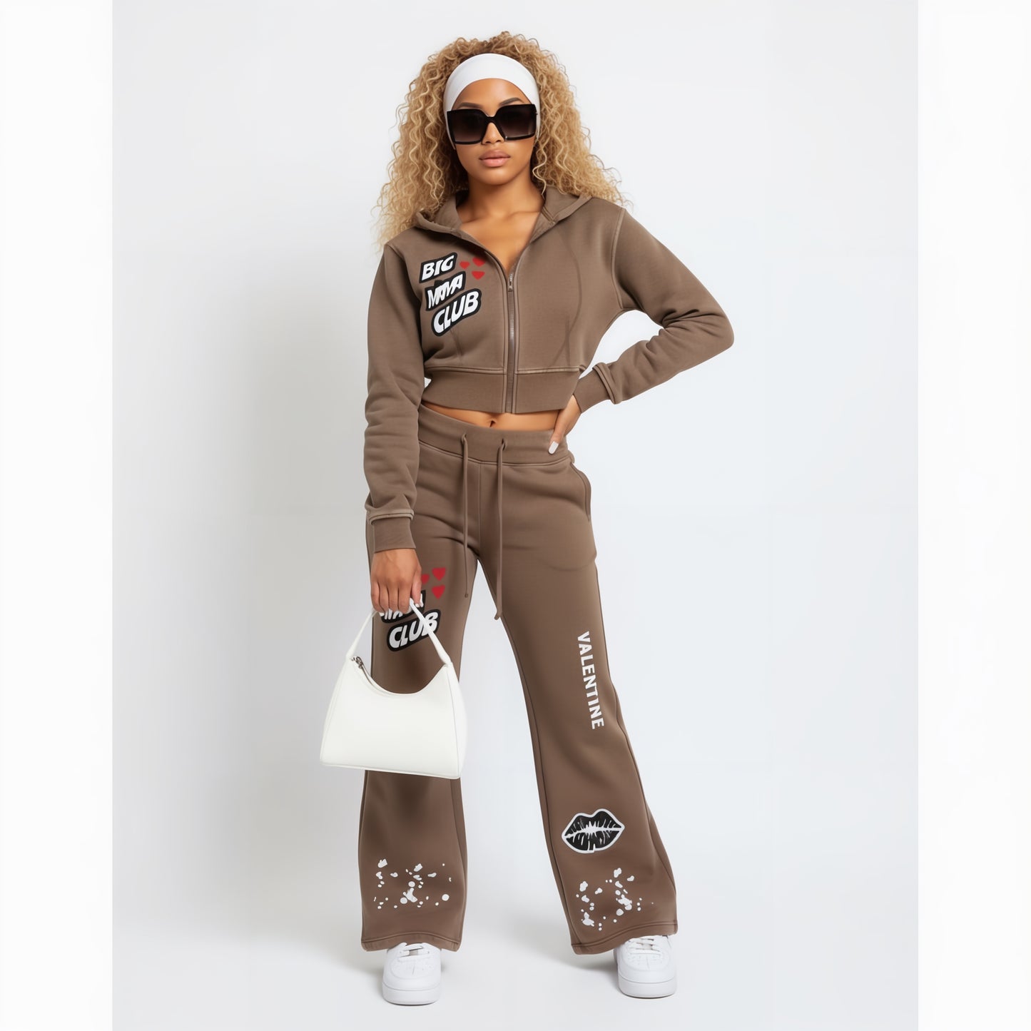 Big Mama Flared Fleece Pants (Brown)