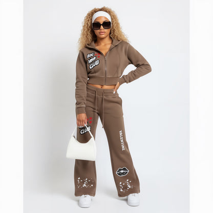 Big Mama Flared Fleece Pants (Brown)