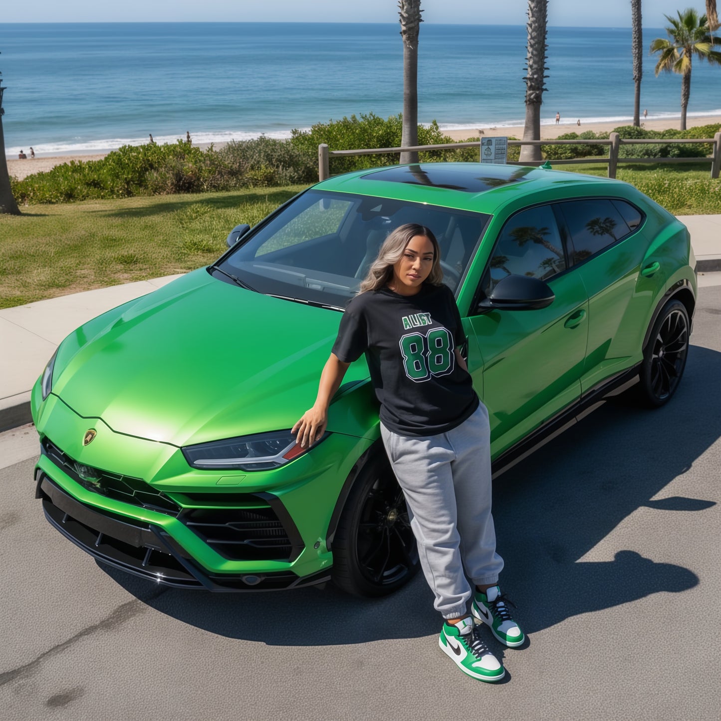 Womans Heavyweight T-Shirt - A LIST 88 Green