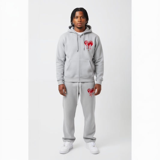 Grey Tracksuit Hoodie- Love Hurts