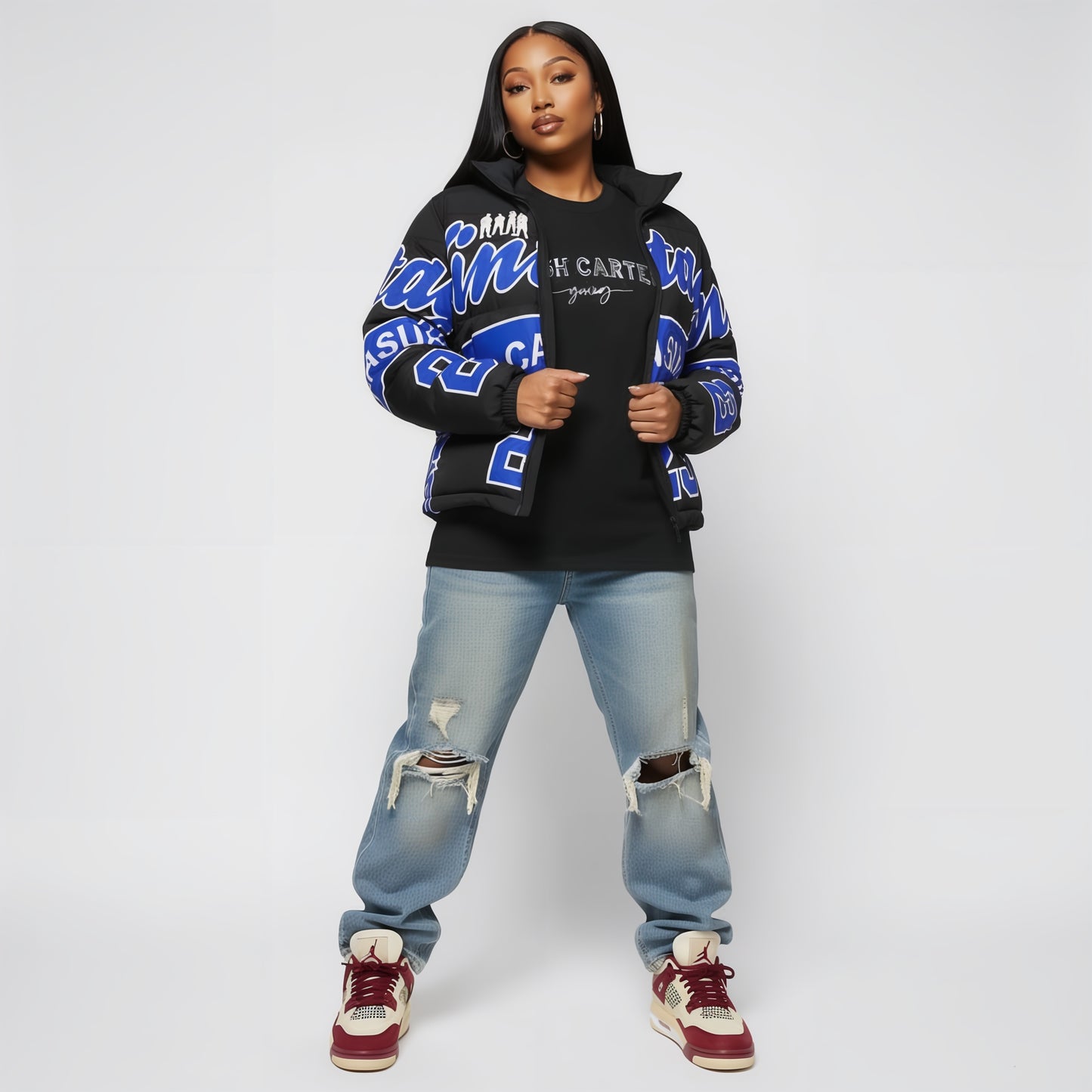 Womans Valentine Money Blues Hooded Jacket