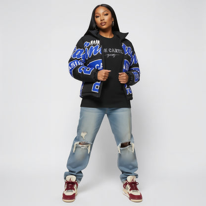 Womans Valentine Money Blues Hooded Jacket