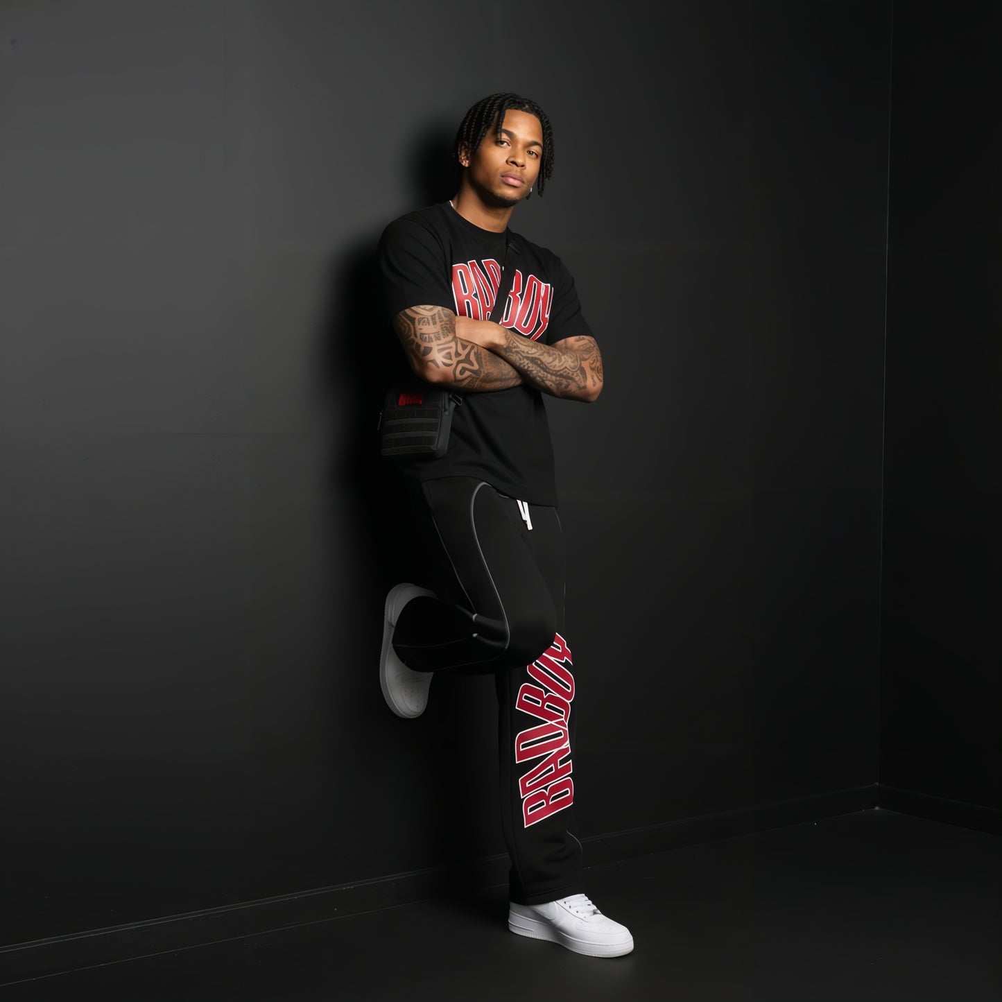 Mens Bad Contrast-Stitched Fleece Sweatpants