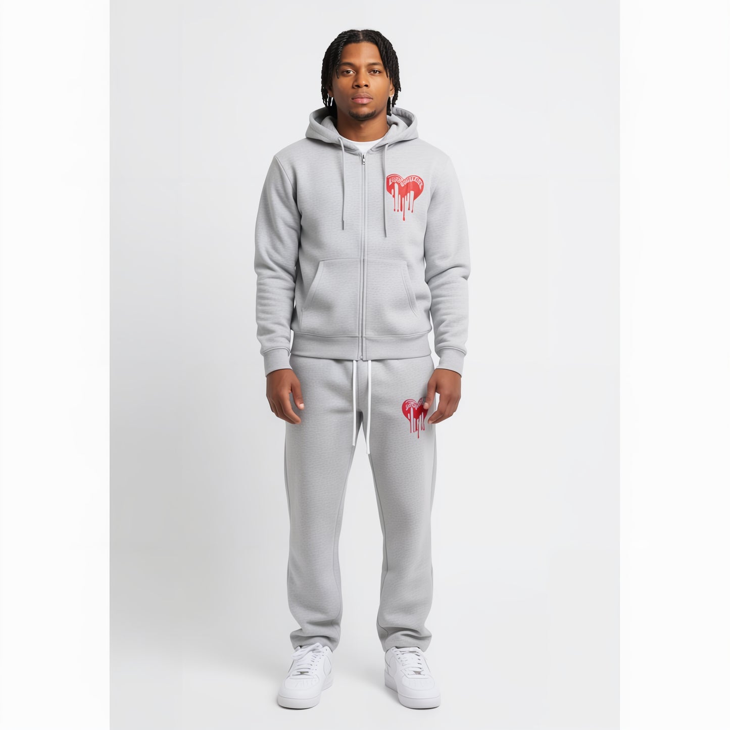 Grey Tracksuit Hoodie- Love Hurts