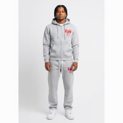 Grey Tracksuit Hoodie- Love Hurts