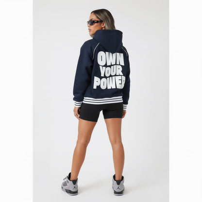 Valentine Striped Trim Zip-Up Hoodie