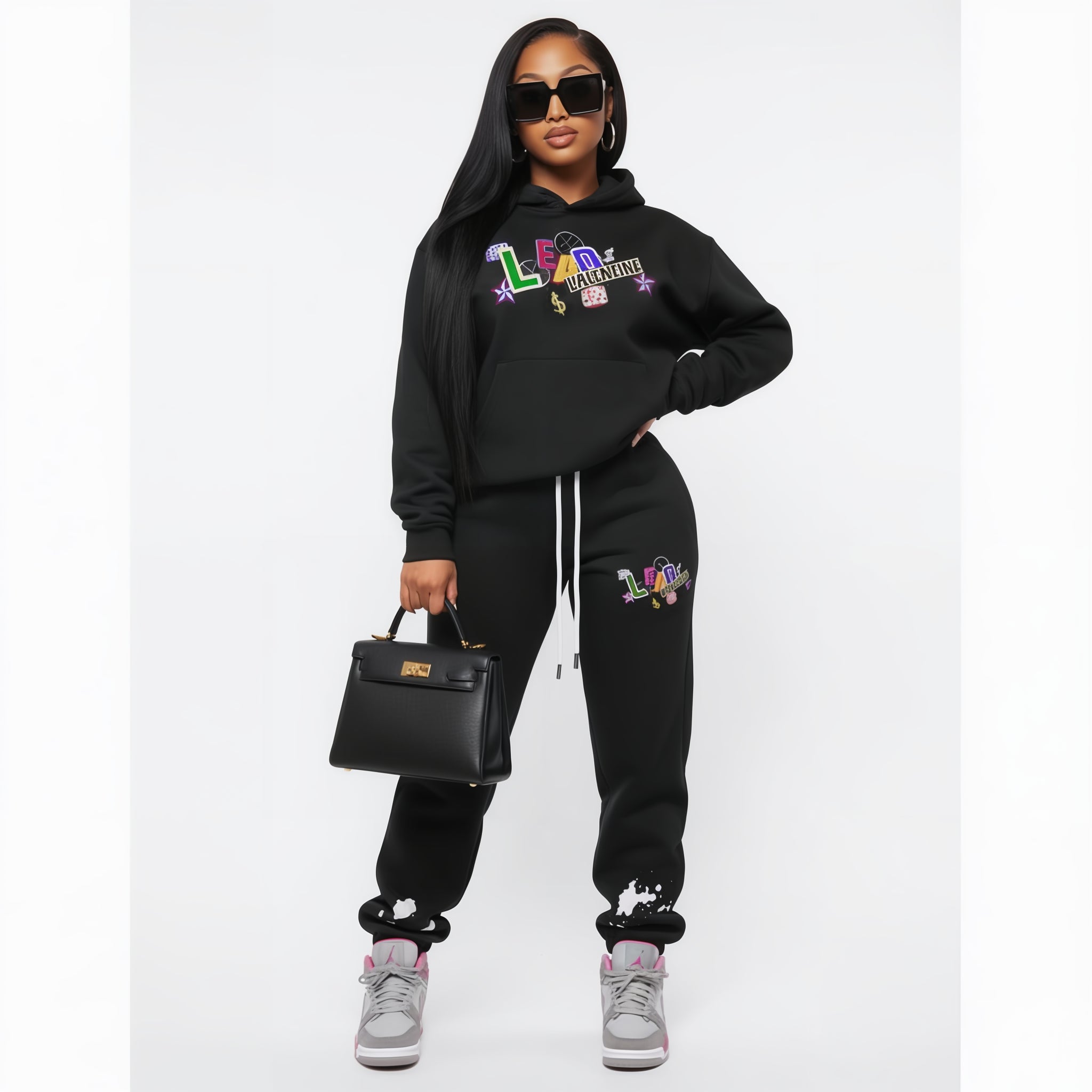 Womans Streetwear Straight Leg Pants- Playful