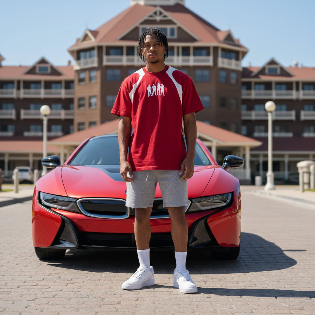 Contrast Panel Cotton T-Shirt - Sport Mode